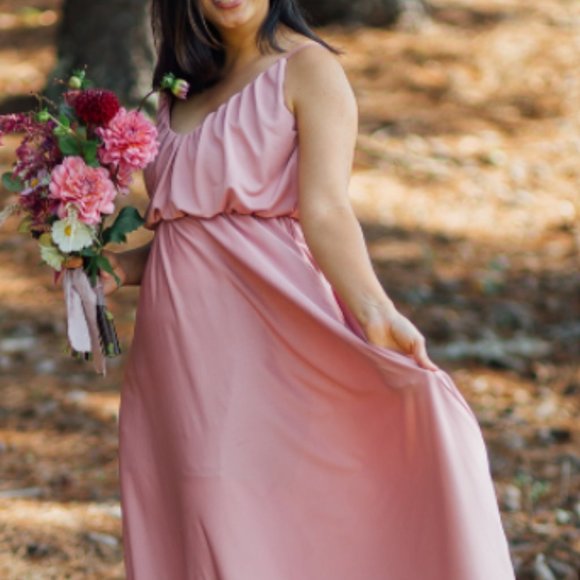 dusty rose bridesmaid dresses asos ASOS DESIGN Bridesmaid satin square neck maxi dress with tie back in dusky rose